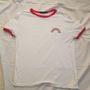 Boohoo Rainbow Ringer T